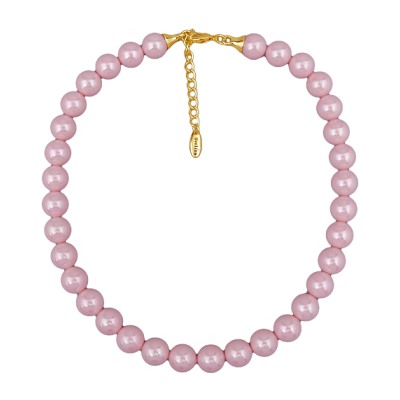 Бусы (Майорка 12мм розовая; покрытие золото) 38-45см, Есть комплект