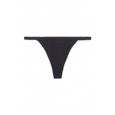 Tanga algodón desagujado negro