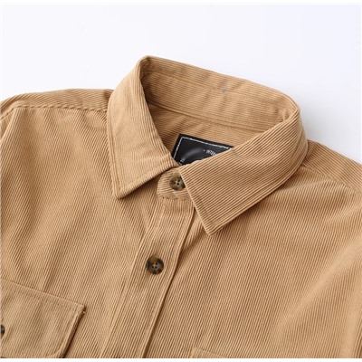 Мужская однотонная вельветовая рубашка