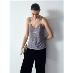 Топ с пайетками на бретелях, B3107/heels