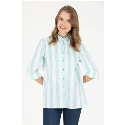 Kadın Mint Uzun Kollu Gömlek