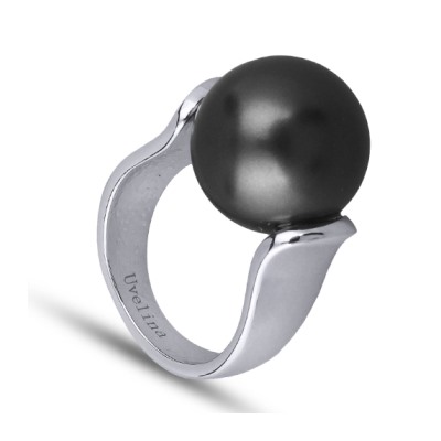 Кольцо (Майорка 16мм черная матовая; покрытие родий), Есть комплект