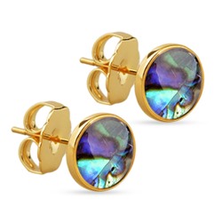 Пусеты Амфитрита (гелиотис 10мм; покрытие золото), Есть комплект