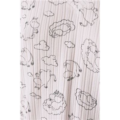 Pijama largo canalé soft blanco estampado Moomin