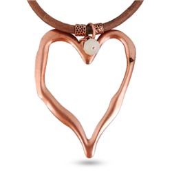 Кулон (вставки: Кожа коричневая, Кристалл белый; покрытие: Медь)JHN9788