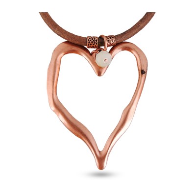 Кулон (вставки: Кожа коричневая, Кристалл белый; покрытие: Медь)JHN9788