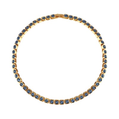 Колье Теннис (кристаллы SW джинс 4мм; покрытие золото) 36-39см, Есть комплект