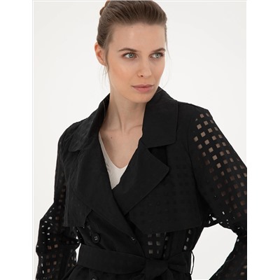 Siyah Regular Fit Trençkot