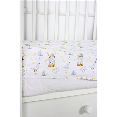 КПБ с простыней на резинке поплин арт. КПБП-ПР/гуси