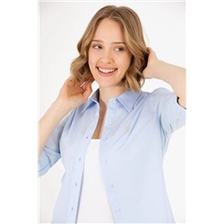 Kadın Açık Mavi Uzun Kollu Basic Gömlek