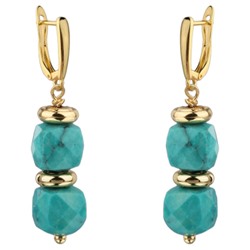 Серьги Селена (бирюза голубая 7мм; покрытие золото), Есть комплект