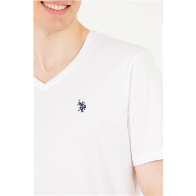 Erkek Beyaz Basic V Yaka Tişört
