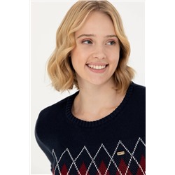 Kadın Lacivert Balıkçı Yaka Kazak