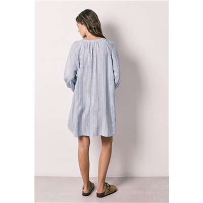 Camisola corta viscosa estampado rayas azul