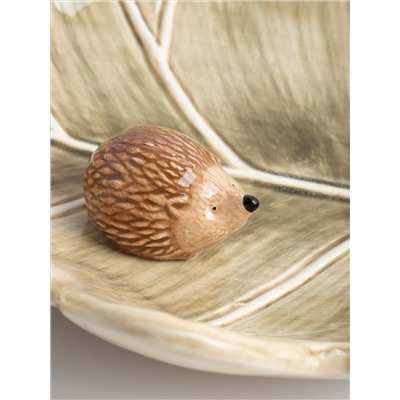 Блюдо, 20х17 см, керамика, зеленое, Еж на листе, Autumn forest