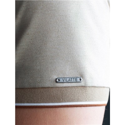 Футболка поло с воротником на пуговицах из полотна пике с меланжевым плетением с эластаном