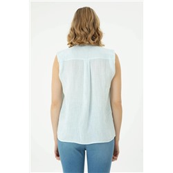 Kadın Açık Mavi Kısa Kollu Gömlek