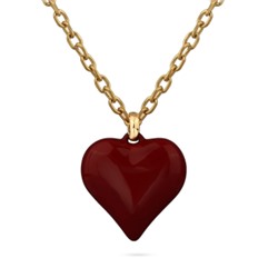 Кулон Сердцебиение (2, 5см, эмаль бургунди; покрытие золото) 95см, Есть комплект