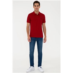 Erkek Bordo Basic Polo Yaka Tişört