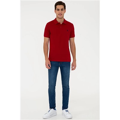 Erkek Bordo Basic Polo Yaka Tişört