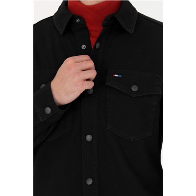 Erkek Siyah Jean Gömlek