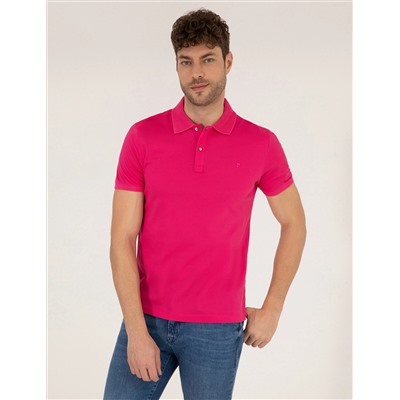 Pembe Slim Fit Polo Yaka Merserize Tişört