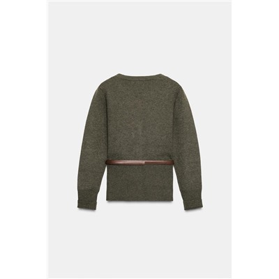 CHAQUETA PUNTO ROMBOS CINTURÓN