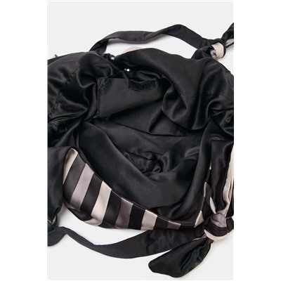 KNOTTED SATIN-EFFECT MAXI BUCKET BAG