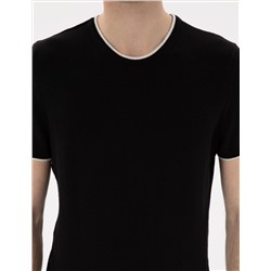 Siyah Slim Fit Bisiklet Yaka Triko Tişört