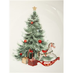 Салатник, 20х8 см, 1,2 л, керамика D, зеленый, Лошадка у елки, Festival