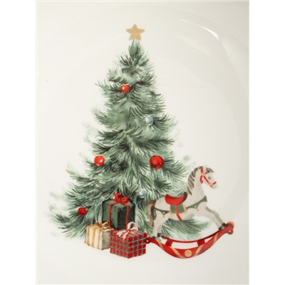 Салатник, 20х8 см, 1,2 л, керамика D, зеленый, Лошадка у елки, Festival