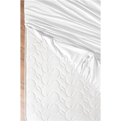 Ciel King Size Plus %100 Pamuk Lastikli Saten Çarşaf - Beyaz