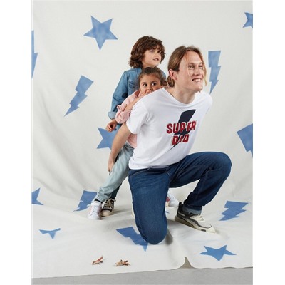 Camiseta 'Super Dad', Hombre, Blanca