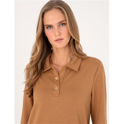 Camel Regular Fit Modal Kumaş Örme Elbise