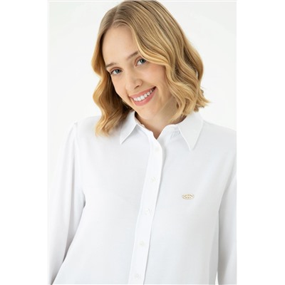 Kadın Beyaz Uzun Kollu Gömlek