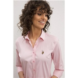 Kadın Pembe Uzun Kollu Basic Gömlek