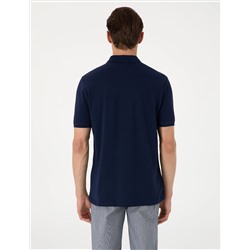 Lacivert Regular Fit %100 Pamuk Polo Yaka Basic Tişört