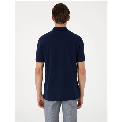 Lacivert Regular Fit %100 Pamuk Polo Yaka Basic Tişört