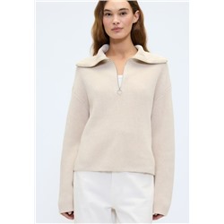 Relaxed Ribbed Quarter-Zip Sweater