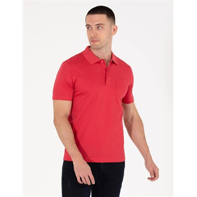 Kırmızı Regular Fit Polo Yaka Merserize Tişört