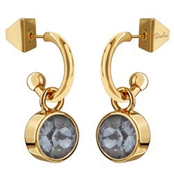 Серьги Теннис (кристаллы SW дымчато-серые 8мм; покрытие золото), Есть комплект