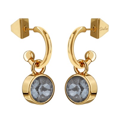 Серьги Теннис (кристаллы SW дымчато-серые 8мм; покрытие золото), Есть комплект