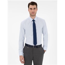 Açık Mavi Slim Fit Uzun Kollu Basic Gömlek