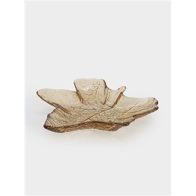 Блюдо, 22х23 см, стекло, янтарное, Кленовый лист, Autumn forest