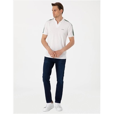Haki Kol Detaylı Slim Fit Polo Yaka Tişört