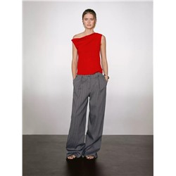 Top drapeado detalle nudo algodón