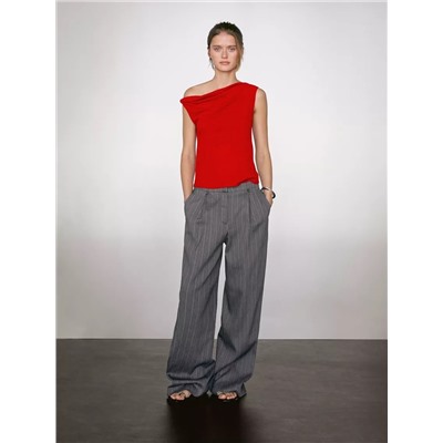 Top drapeado detalle nudo algodón