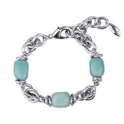 Браслет Терра (амазонит12-13мм; покрытие родий) 17-22см, Есть комплект