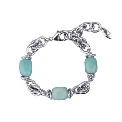 Браслет Терра (амазонит12-13мм; покрытие родий) 17-22см, Есть комплект