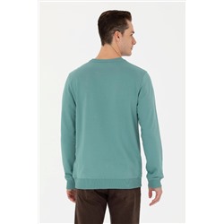 Erkek Mint Bisiklet Yaka Sweatshirt